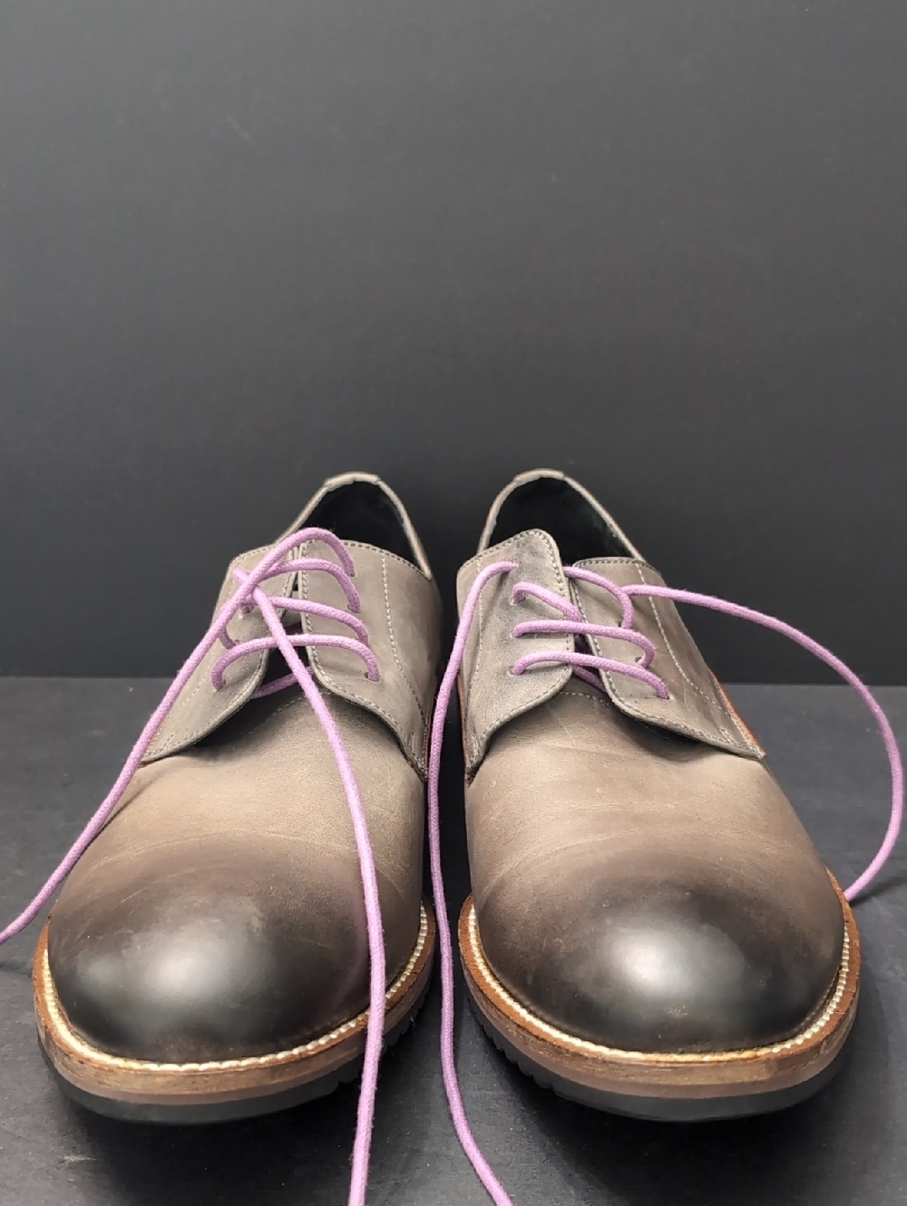 Bugatchi Men's Gray/Purple Lace -Up Oxford /Derby Shoes,Size 9.5. - Picture 2 of 8